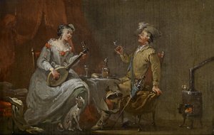 Kavalier ja lautenspielende Dame tekijältä Norbert Joseph Carl Grund